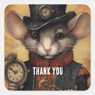 Fuzzypaws steampunk fyrkantigt klistermärke