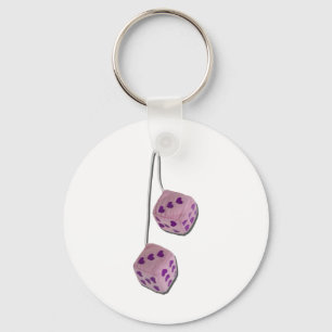 FuzzyPinkHeartDice073011 Nyckelring