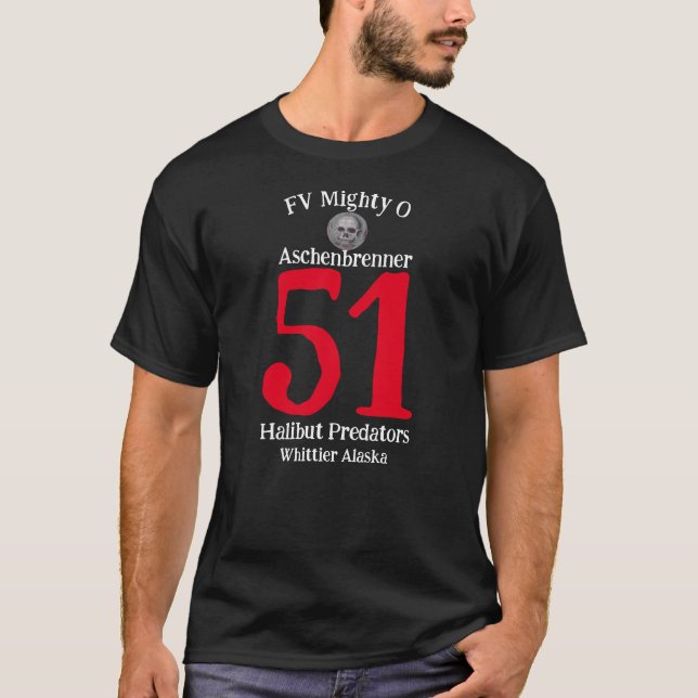 FV Mäktig O Halibut Slayers Whittier Alaska T Shirt (Framsida)