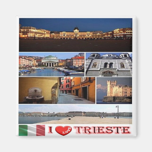 FVG014 TRIESTE Jag älskar, Mozaik, Italien, Kylskå Magnet (Framsidan)