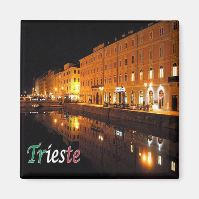 FVG015 TRIESTE, Grand Canal by Night, Fridge Magnet (Framsidan)