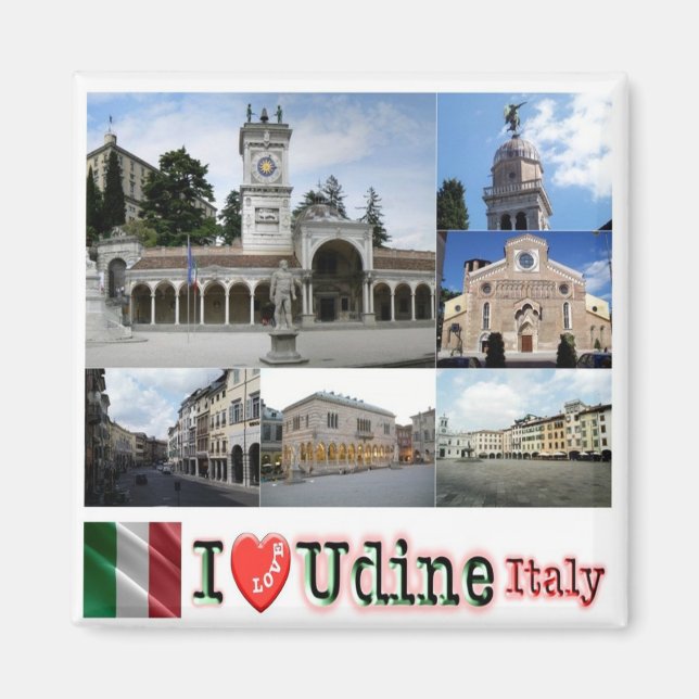 FVG021 UDINE, I Kärlek, Mosaic, Italien, Fridge Magnet (Framsidan)