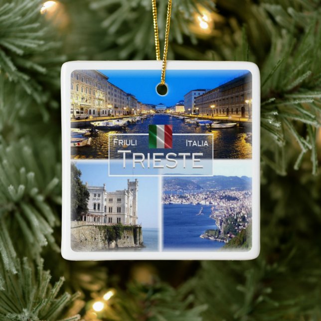 FVG026 TRIESTE, Mosaic, Italien Julgransprydnad Keramik (Träd)