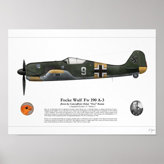 FW 190 A-3 (Oskar Romm) Poster (Framsidan)