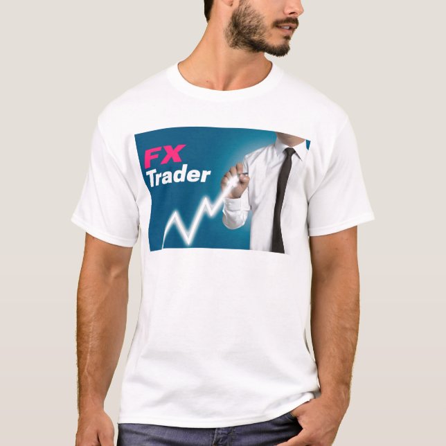 FX-handlare ritar pris marknad på pekskärm T-shirt (Framsida)