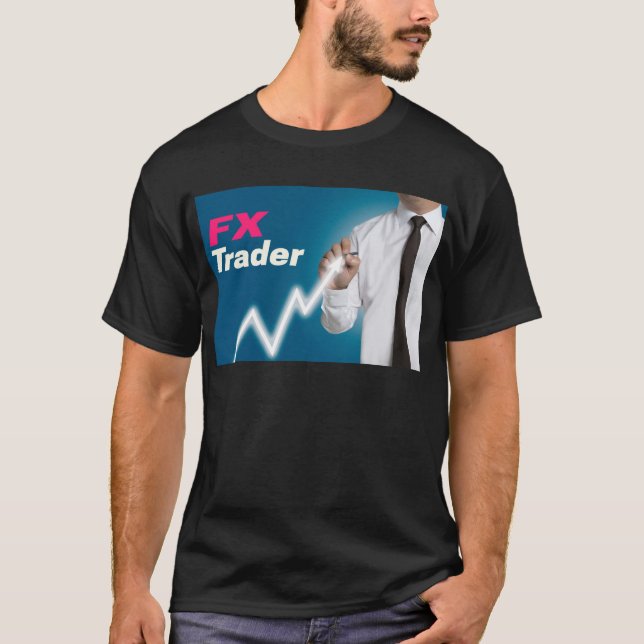 FX-handlare ritar pris marknad på pekskärm T-shirt (Framsida)