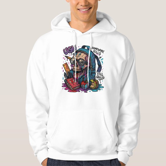 Fy! Hemskallemössor för läxor Hoodie (Framsida)