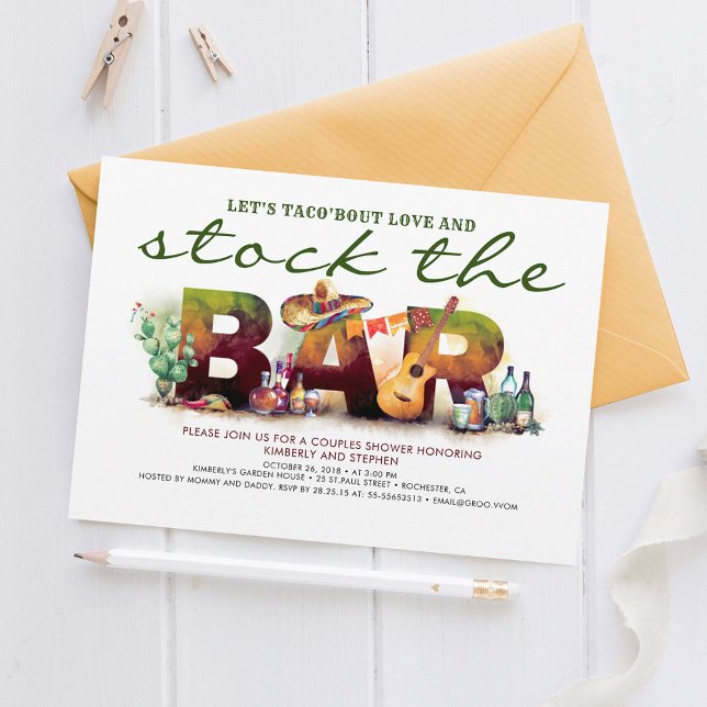 Fyll Baren Taco Fiesta Festinladningar Inbjudningar (Stock The Bar Mexican Style Party Invitations)