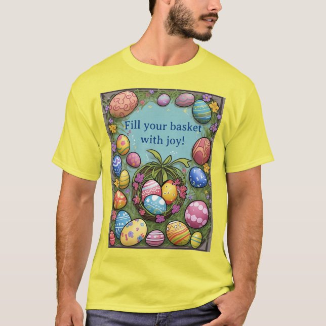 Fyll Basket med Joy Påsk T-Shirt (Gult) (Framsida)