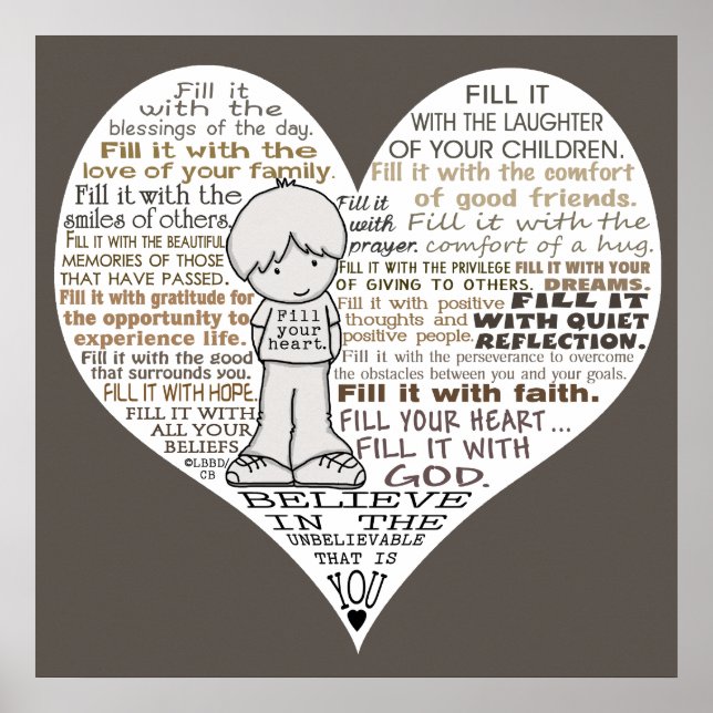 Fyll din hjärtebruna Mörk Poster (Framsidan)