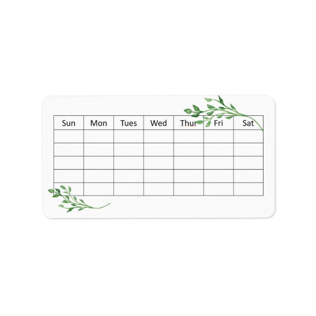 Fyll Flaska-etiketten. Avmarkera dagar för media Adressetikett (Framsidan)