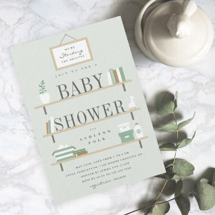 Fyll hyllorna baby shower inbjudningar