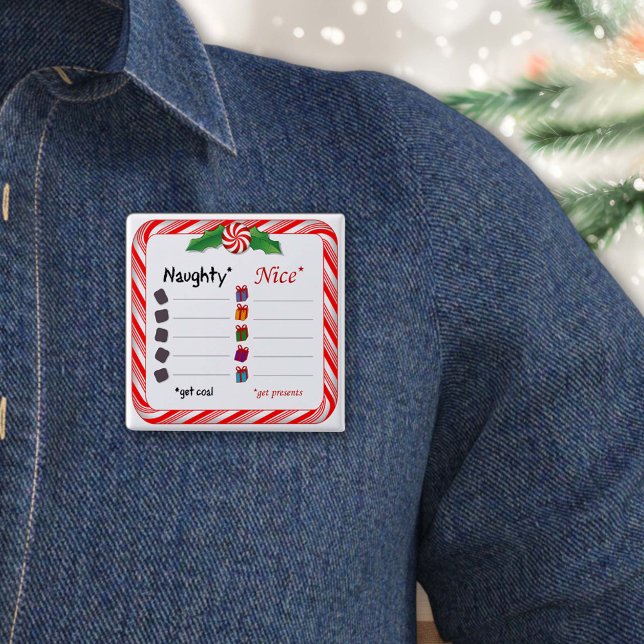 Fyll i Blanks-knappen för Naughty eller Nice Knapp (Fill in the Blanks with your pen, Naughty and Nice List Button.)