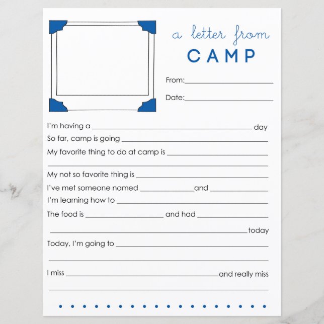 Fyll i Camp Brev Camp Stationery (Framsida)
