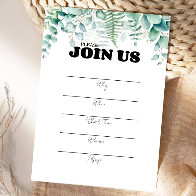 Fyll i det tomma flersyfte eukalyptus inbjudningar (Skapare uppladdad)