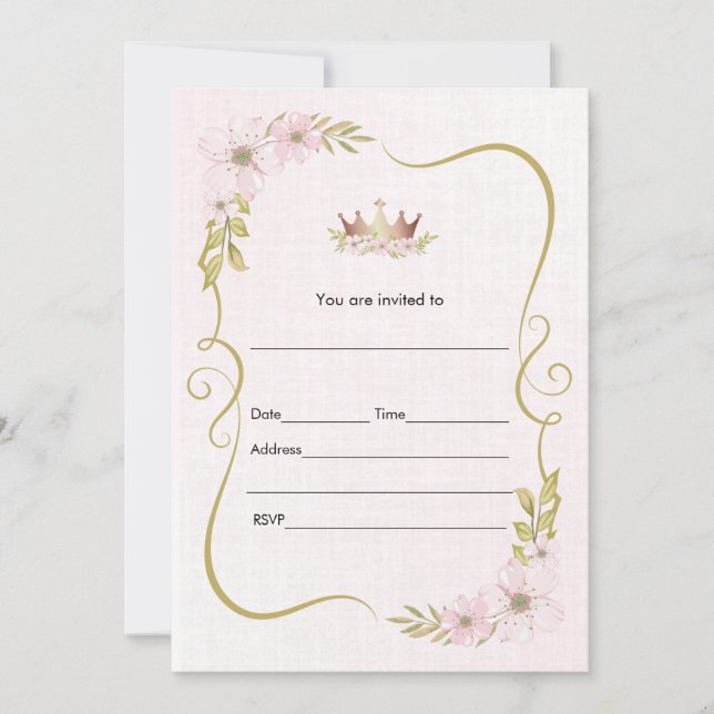 Fyll i inbjudan vattenfärg blomster prinsessa (Framsida)