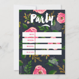 Fyll in inbjudankort - Denim Fleur Inbjudningar