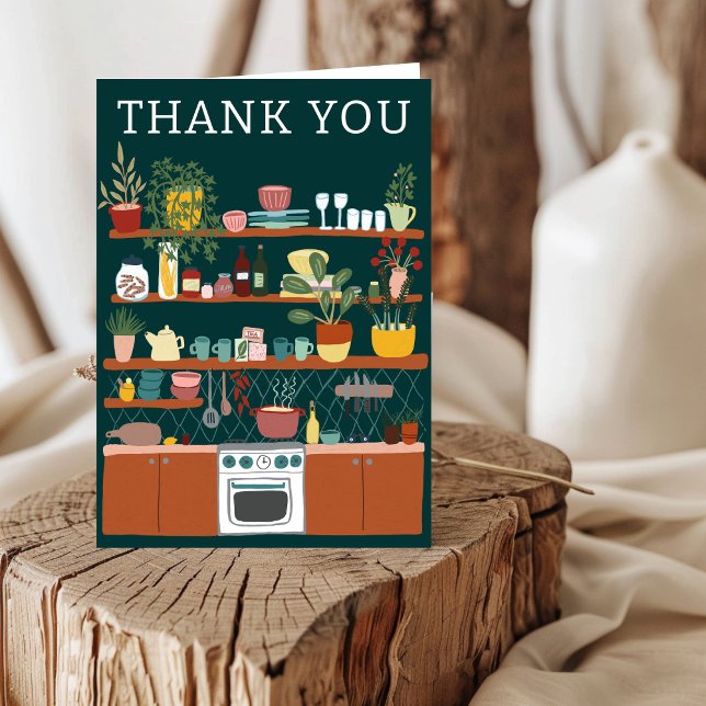 FYLL KÖKET Bröllopsdusch SPECIALT Söt Tack Kort (STOCK THE KITCHEN Bridal Shower CUSTOM Cute Thank You Card
)