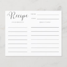 Fyll köket med bröllopspresenter Receptkort för br