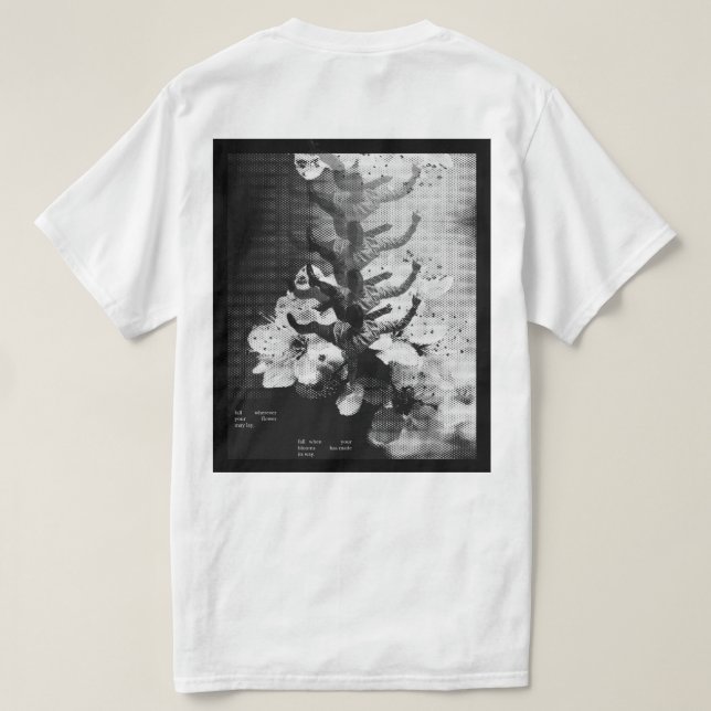 Fyll med Grace - Poetic Grunge Blommigt T-Shirt (Design baksida)