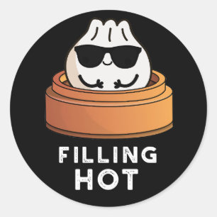 Fylla i Hett Funny Dumpling Pun-Mörk BG Runt Klistermärke