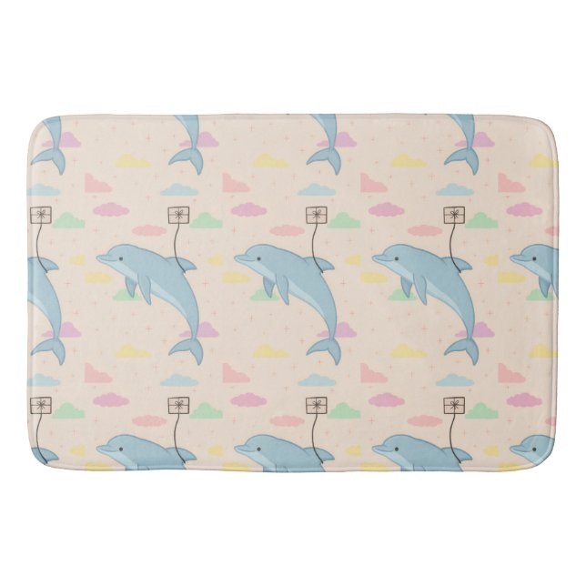 Fyllande delfiner som levererar Brev Illustration Badrumsmatta (Framsidan)