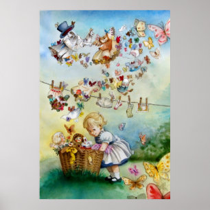 Fyllande vattenfärgsfärg med hög Fantasy Skriv ut Poster