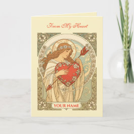 Fylld av devotion Vintage Art Nouveau Romantik Kort