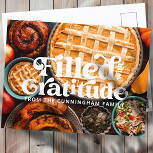 Fylld med Gratitude Happy thanksgiving Helg Vykort