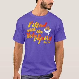 Fylld med Heligan Spirit Pentecost Tunga i T Shirt