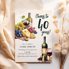 Fyllda 40-årsfirande med ost och vin charcuterie inbjudningar