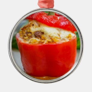Fyllda paprikor med köttsås och ost julgransprydnad metall