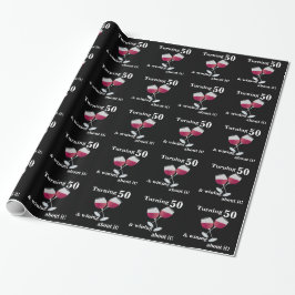 Fyller 50 & Vinner med röda vinkrusar Presentpapper