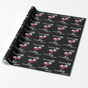 Fyller 50 & Vinner med röda vinkrusar Presentpapper