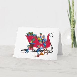 FYLLNADS- SANTAS för ÄLVOR SLEIGH av SHARON SHARPE Helgkort
