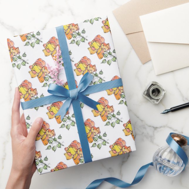 Fyllnadsrullning - NGA Watercolor Orange Ro Presentpapper (Gifting)