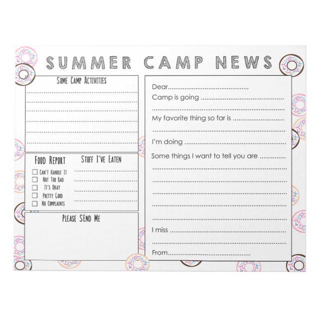 Fyllning i Camp Brev - Stationeriet i Cute Summer  Anteckningsblock (Framsida)