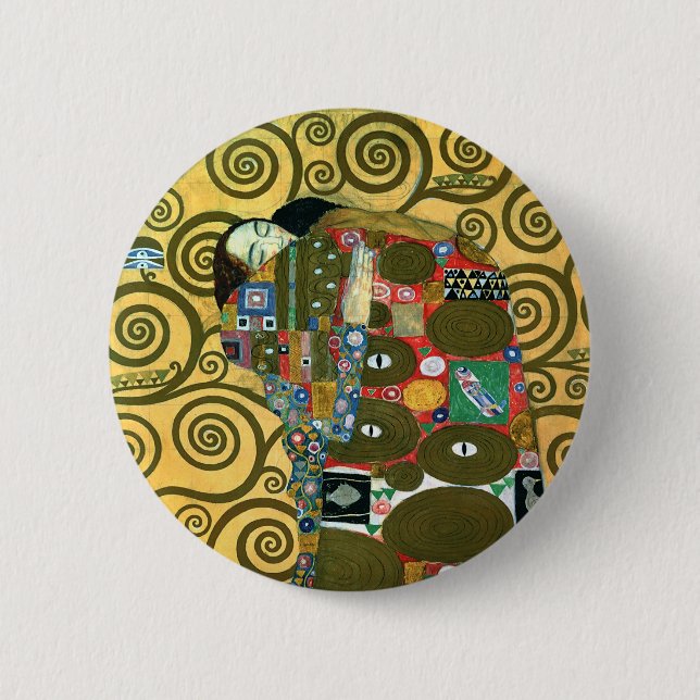 Fyllning (The Embrace) av Gustav Klimt Knapp (Framsida)