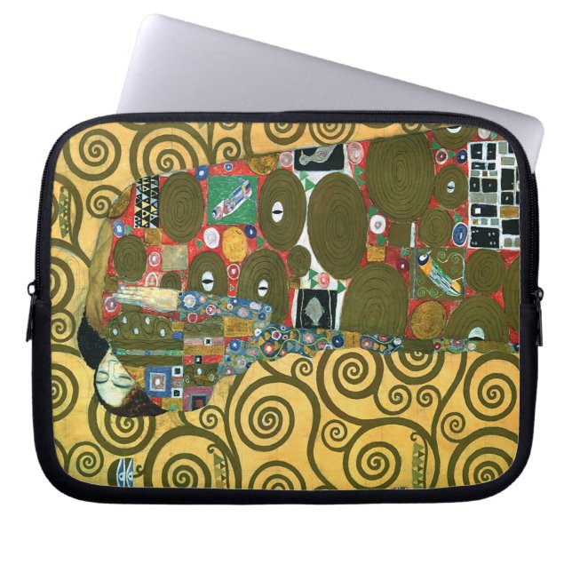 Fyllning (The Embrace) av Gustav Klimt Laptop Sleeve (Framsidan)
