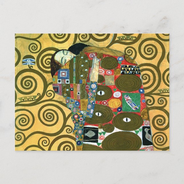 Fyllning (The Embrace) av Gustav Klimt Vykort (Framsida)