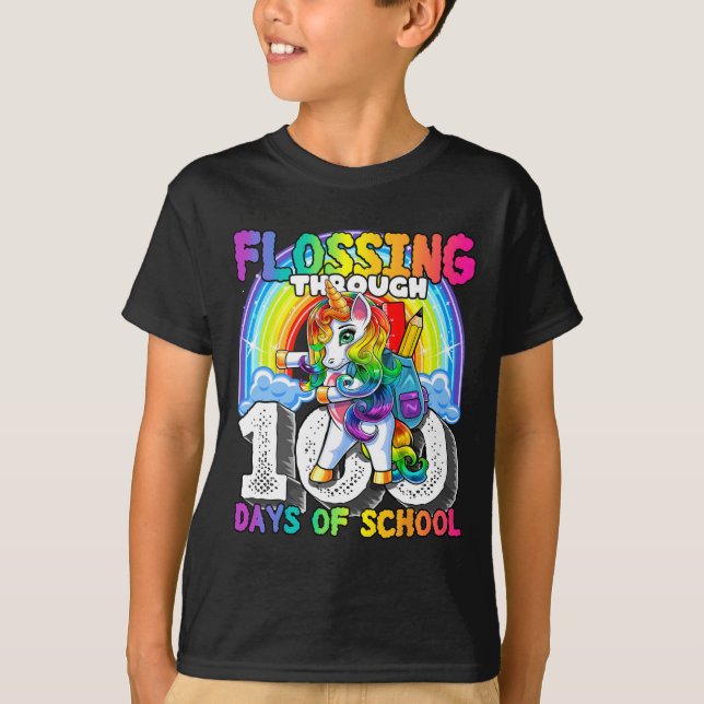 Fyllning under 100 dagar av skolblommande Unico T Shirt (Framsida)