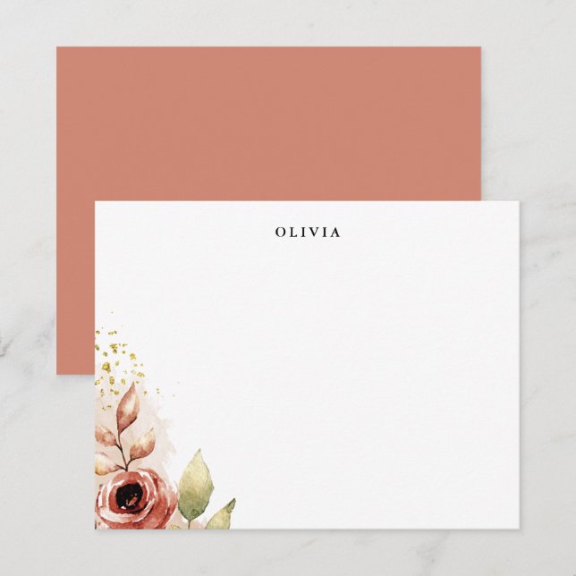Fyllningsfärgat Personlig för Blommigt med platt a Inbjudningar (Fram/baksida)