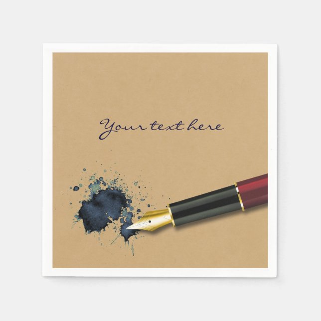 Fyllningspenna Fontän med Bläck-fack - Pappersserv Pappersservett (Framsidan)