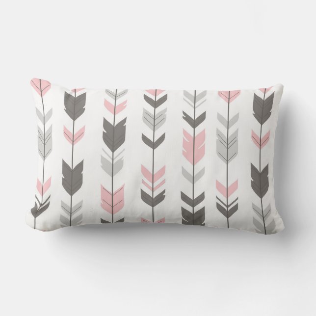 Fyllningspilarna Pillow - rosa och grått på vitt Lumbarkudde (Framsida)