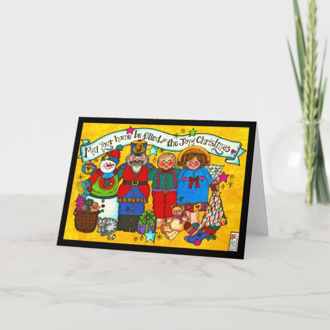 Fyllt med julkortets glädje kort (Framsida)