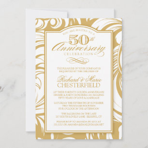 Fyndig guldinvitation till 50-årsjubileumsfest inbjudningar
