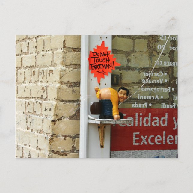 Fyndighet prytt fjärtande bubbelman vykort (Framsida)