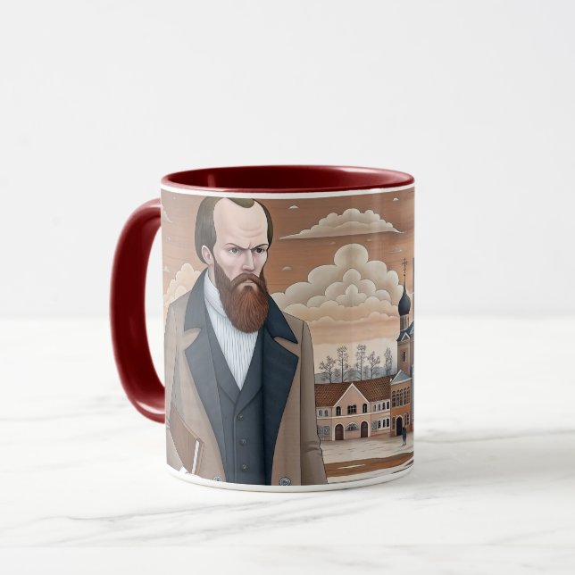 Fyodor Dostoevsky, att läsa Dostoyevsky är min hob Mugg (Framsida vänster)