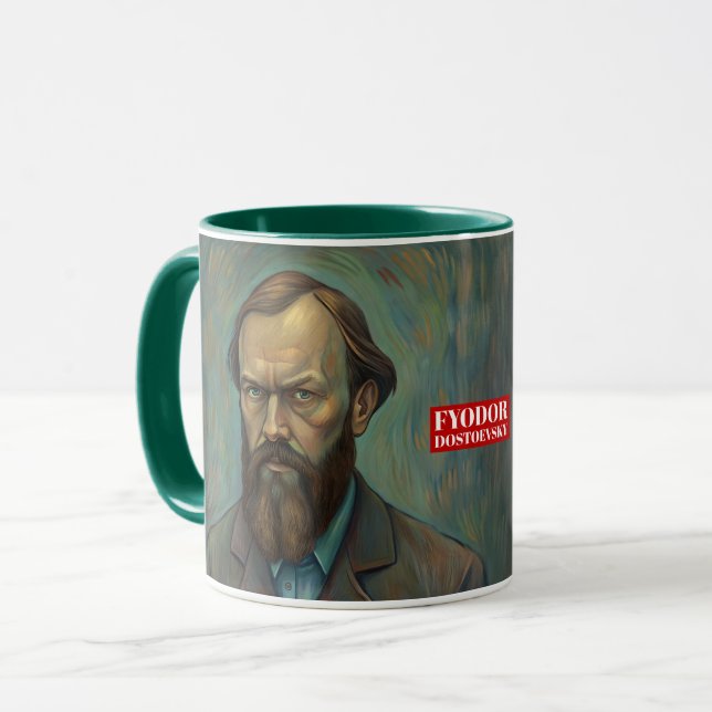 Fyodor Dostoevsky citerar ryska författare Mugg (Framsida vänster)