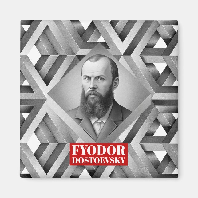 Fyodor Dostoevsky - Geometric elegant stil Magnet (Framsidan)